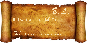 Biburger Lestár névjegykártya